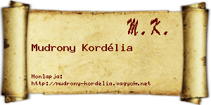 Mudrony Kordélia névjegykártya